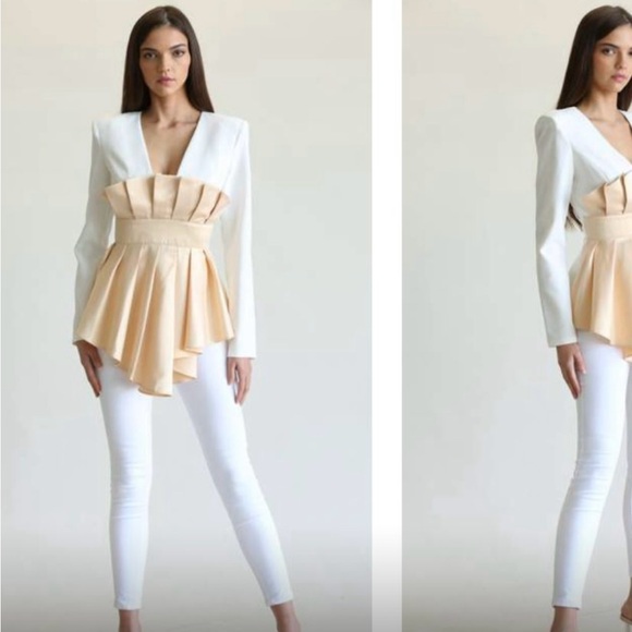 Tops - Elegant White and Cream Jumpsuit